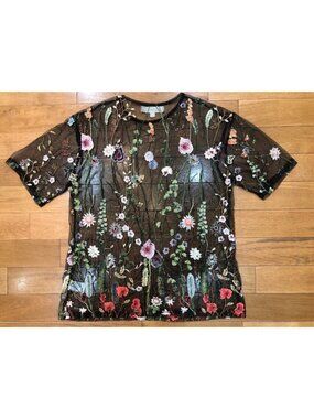 Penelope Project Sheer Floral Embroidered Top Artsy Ethereal Whimsical Size M